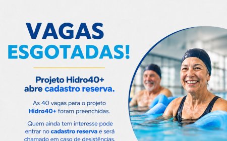 Vagas para o projeto Hidro40+ estão esgotadas; secretaria de esportes abre cadastro reserva