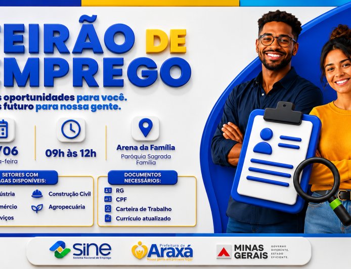 Feirão do Emprego oferece cerca de 600 vagas nesta quarta-feira (03) em Araxá
