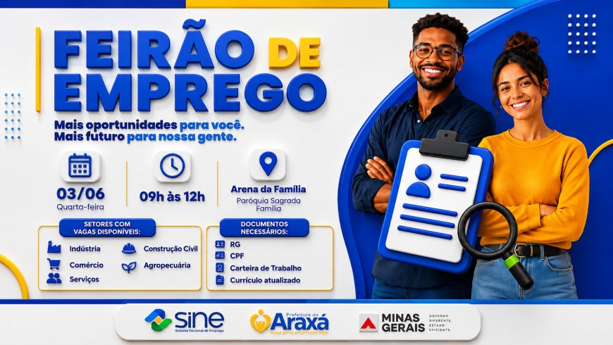 Feirão do Emprego oferece cerca de 600 vagas nesta quarta-feira (03) em Araxá